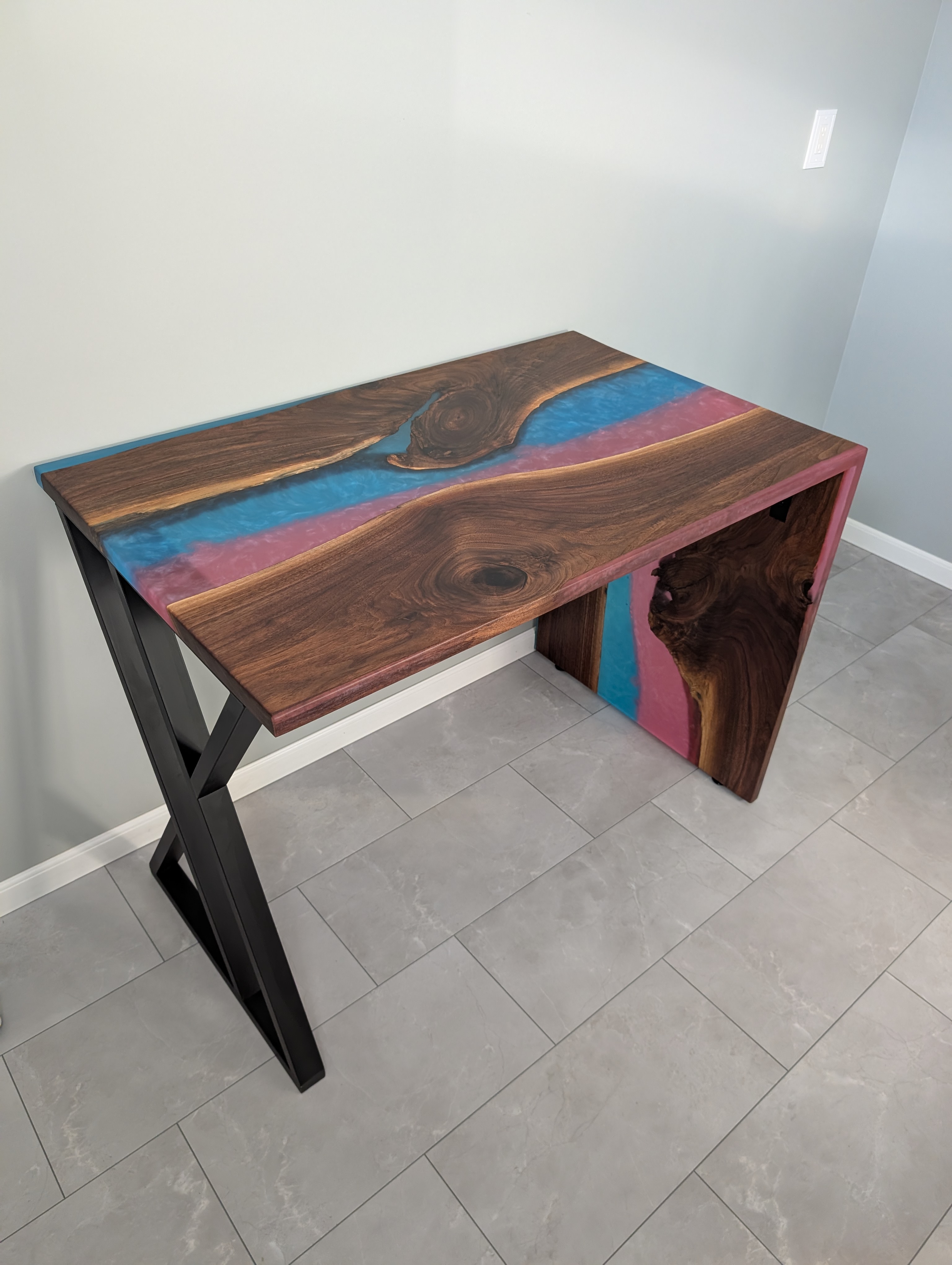 Custom epoxy river table photo 1