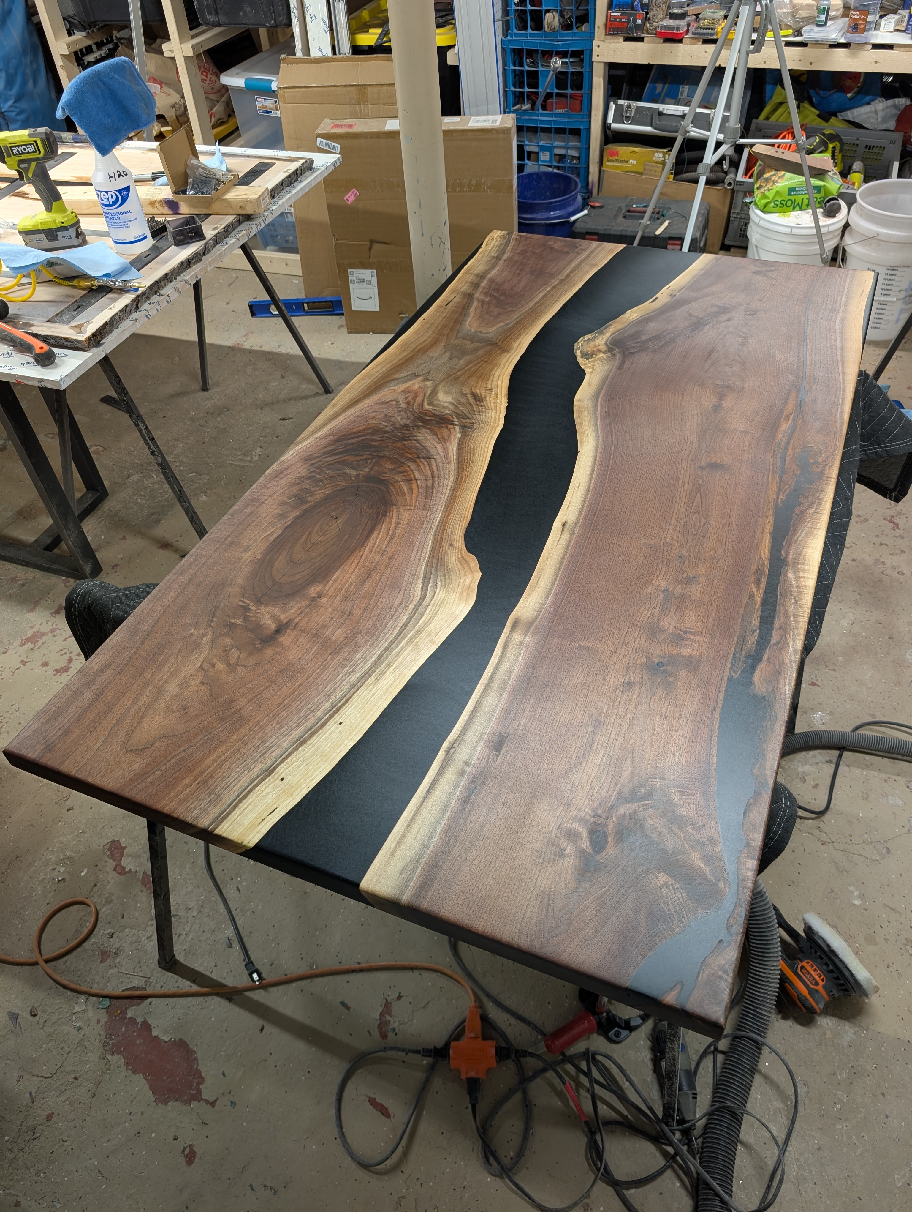 Custom epoxy river table photo 1